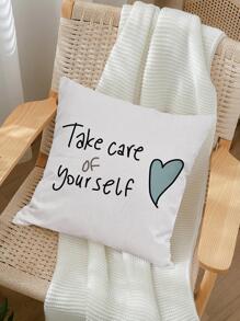 1入組標語圖案靠墊套不附帶内芯現代織物枕套裝飾 - 彩色 - 查看 1