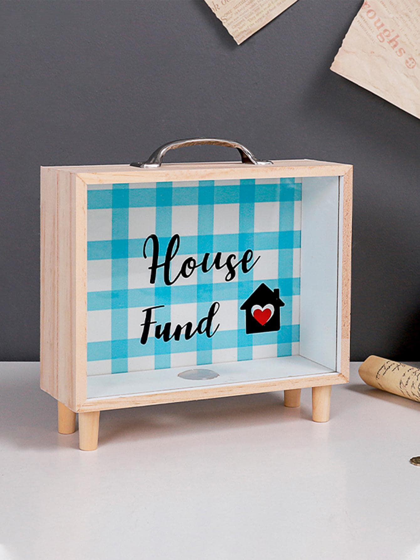 Hộp đựng tiền đồ họa 1 chữ cái & hoạt hình - Màu xanh lam - Xem 1