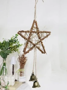 1 chiếc chuông gió thiết kế hình ngôi sao, trang trí nhà cửa, trang trí phòng, trang trí tường - màu nâu - Xem 1