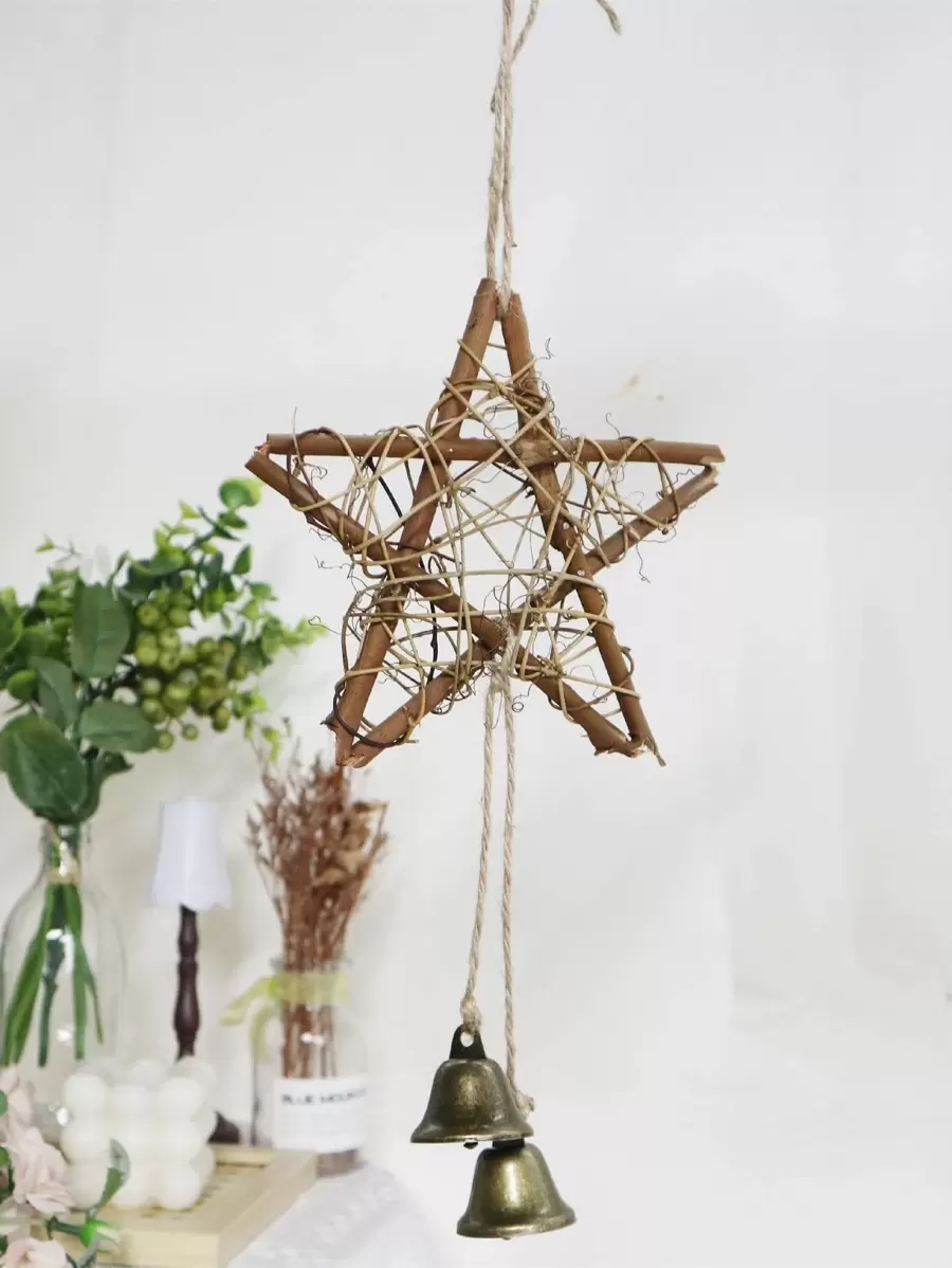 1 chiếc chuông gió thiết kế hình ngôi sao, trang trí nhà cửa, trang trí phòng, trang trí tường - màu nâu - Xem 1