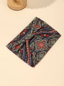 1 pieza Diadema bohemia para mujer con estampado geométrico, para uso en exteriores, gimnasio, accesorios para el cabello, diadema turbante