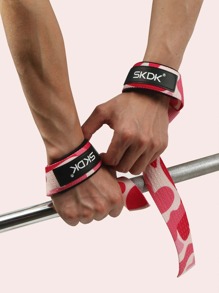 SKDK 1双防滑针织字母图案涤纶健身护腕健身房配件 - 西瓜粉 - 查看 10