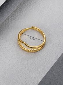 MONALLY 1 chiếc nhẫn chi tiết xoắn bằng thép không gỉ thời trang dành cho phụ nữ để trang trí hàng ngày - Vàng - Xem 4