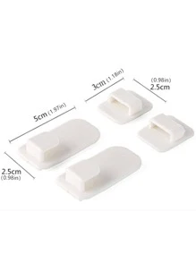 2pairs/Set ABS Remote Control Sticky Hook, Simple Self-Adhesive Remote Control Holder For Household Bathroom Bathroom Accessories Bathroom Tools - White - View 3