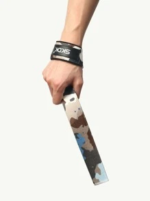 SKDK 1 对防滑针织字母图案和迷彩图案涤纶健身护腕健身房腕带配件 - 藍白色 - 查看 7