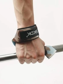 SKDK 1 对防滑针织字母图案和迷彩图案涤纶健身护腕健身房腕带配件 - 藍白色 - 查看 8