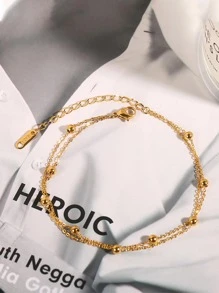 1pc Fashionable Bead Decor Anklet For Women For Daily Decoration - Yellow Gold - View 2