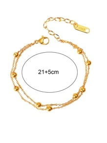 1pc Fashionable Bead Decor Anklet For Women For Daily Decoration - Yellow Gold - View 4