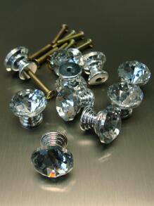 8pcs 2cm Clear Crystal Cabinet Knobs Handles Faux Diamond-Shaped Drawer Pulls - Silver - View 4