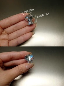 8pcs 2cm Clear Crystal Cabinet Knobs Handles Faux Diamond-Shaped Drawer Pulls - Silver - View 2