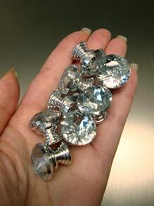 8pcs 2cm Clear Crystal Cabinet Knobs Handles Faux Diamond-Shaped Drawer Pulls - Silver - View 1