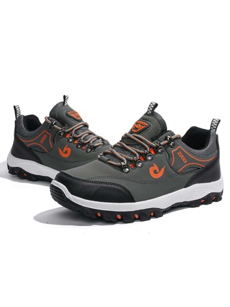 Men Letter Graphic Hiking Shoes, Lace-up Front Sporty Sneakers