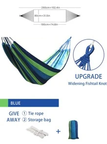 1pc Outdoor Camping Sleeping Hammock With Storage Bag - Blue - View 2