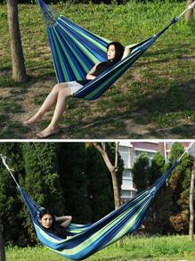 1pc Outdoor Camping Sleeping Hammock With Storage Bag - Blue - View 3