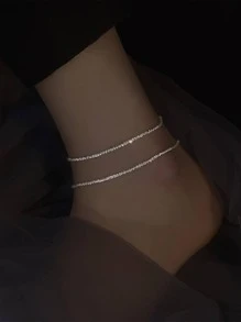 1 pieza Pulsera tobillera lujo con diseño de diamante de imitación para mujeres para decoración diaria