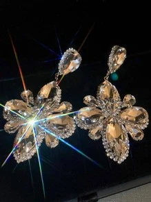Andkiss Rhinestone Decor Drop Earrings
