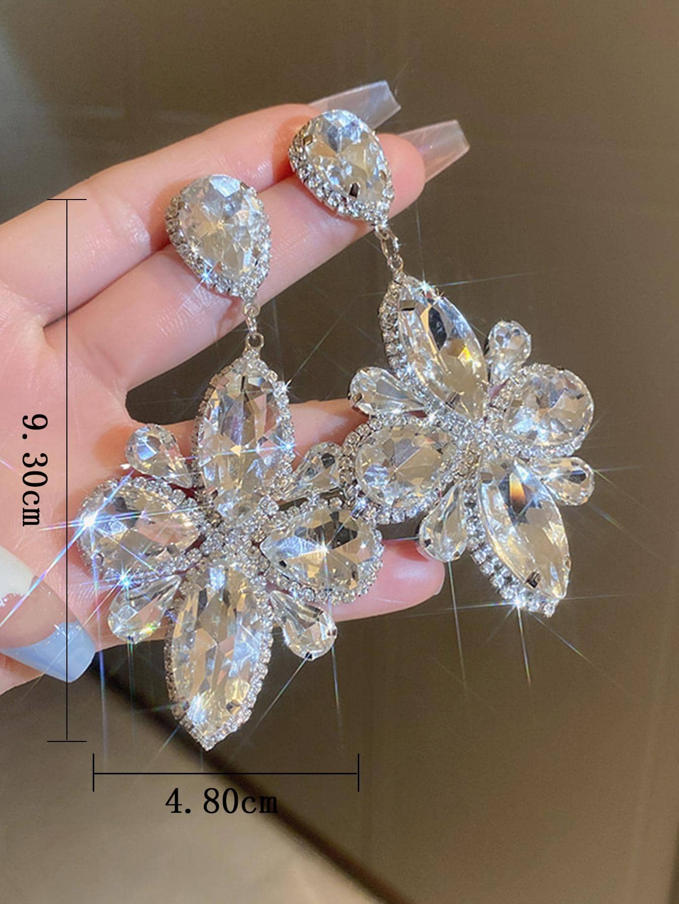 Andkiss Rhinestone Decor Drop Earrings