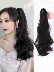 7JHH WIGS 長捲馬尾合成纖維髮延長 - 黑色 - 查看 1