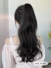 7JHH WIGS 長捲馬尾合成纖維髮延長 - 黑色 - 查看 2
