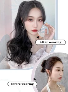 7JHH WIGS 長捲馬尾合成纖維髮延長 - 黑色 - 查看 5