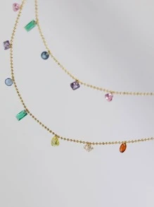 1 Vòng Cổ Choker Đính Đá Cubic Zirconia Bằng Thép Không Gỉ Thời Trang Dành Cho Nữ Trang Trí Hàng Ngày - Vàng - Xem 3