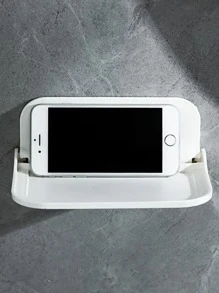 1 PC Nhựa Giá Để Đồ Phòng Tắm, Màu Trắng Hiện Đại Có Thể Gập Lại Không Cần Đấm Treo Tường Phòng Tắm Điện Thoại Giá Để Đồ Cho Phòng Tắm - trắng - Xem 1