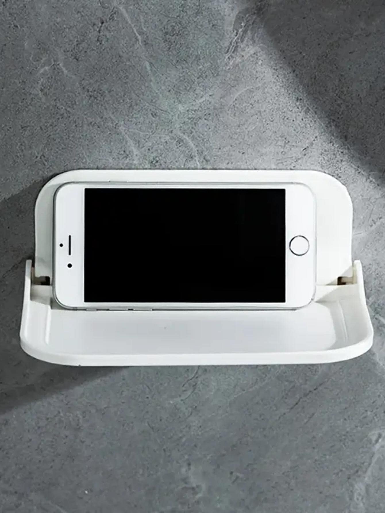 1 PC Nhựa Giá Để Đồ Phòng Tắm, Màu Trắng Hiện Đại Có Thể Gập Lại Không Cần Đấm Treo Tường Phòng Tắm Điện Thoại Giá Để Đồ Cho Phòng Tắm - trắng - Xem 1