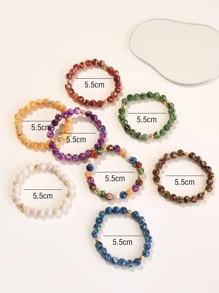 8 piezas/set de pulsera de cuentas de colores bohemios para hombre para mujer para decoración diaria, para regalo de joyería y fiesta - Multicolor - Ver 3