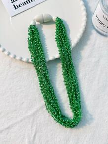 1 vòng cổ trang trí hạt thời trang cho phụ nữ để trang trí hàng ngày - màu xanh lá - Xem 2