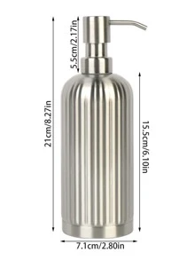 1pc Stainless Steel Lotion Dispenser - Silver - View 7