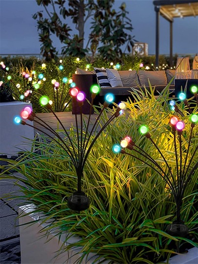 1pc 6/8/10 Led Firefly Shaped Ground Inserted Light, Outdoor Garden & Camping & Solar Lawn Decoration For Four Seasons