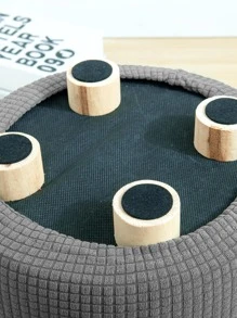 1 Pc Small Size Elastic Water Resistant Round Pouf/Ottoman Cover, For Living Room & Dining Room
