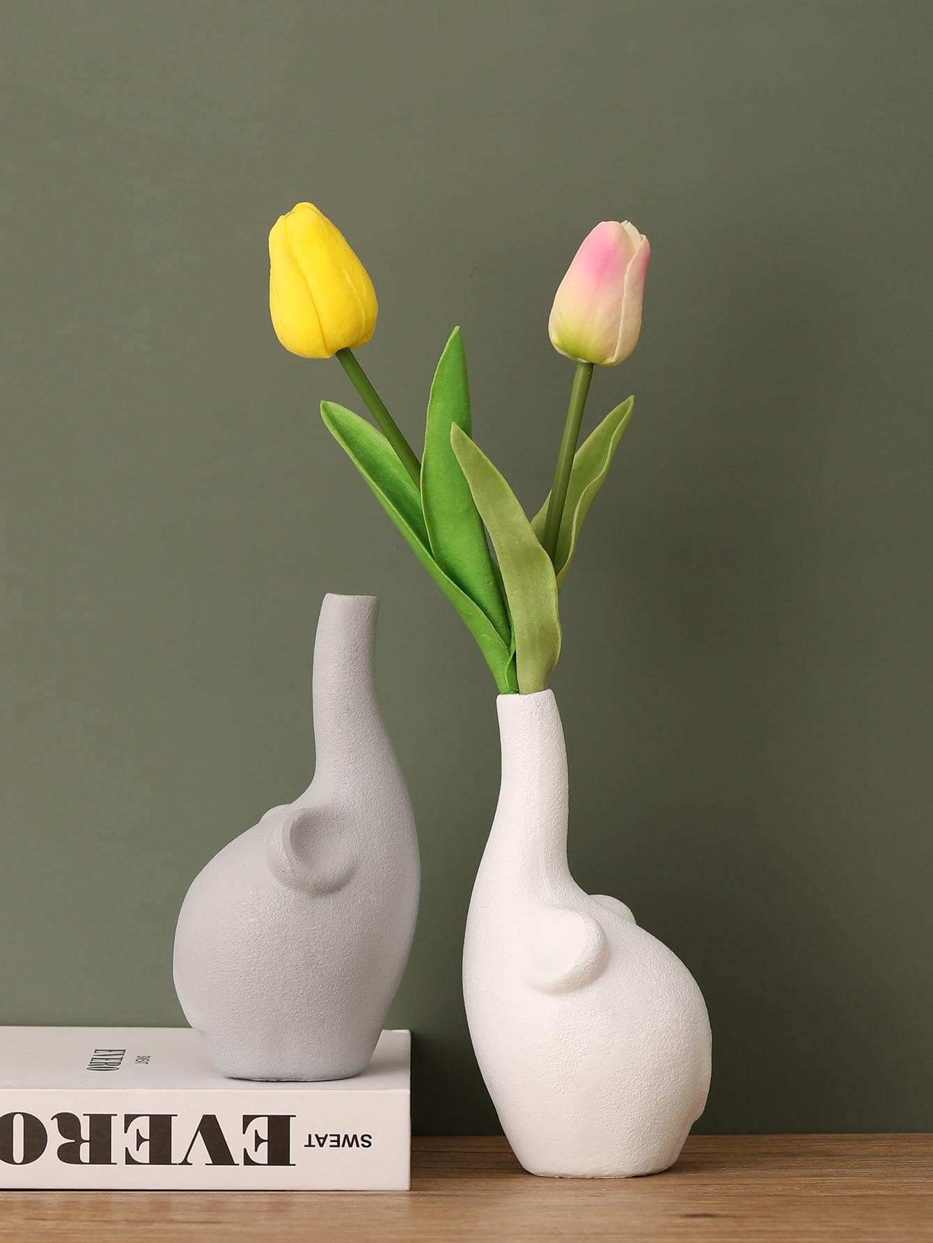 1入組素色塑膠花瓶 - 白色 - 查看 1