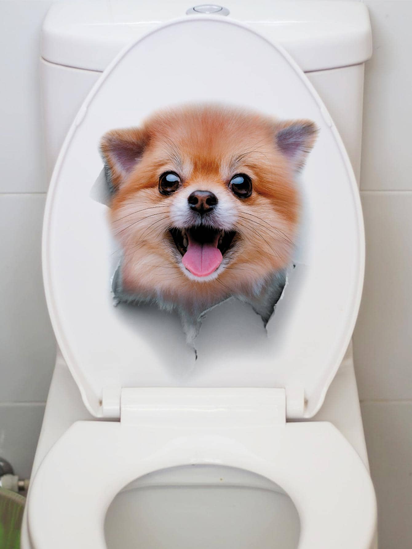 1入組小狗印花廁所卡通動物印花厠所馬桶坐墊貼紙 - 彩色 - 查看 1