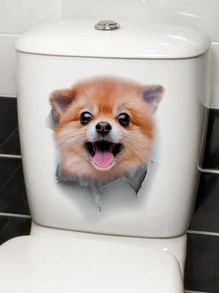 1入組小狗印花廁所卡通動物印花厠所馬桶坐墊貼紙 - 彩色 - 查看 4