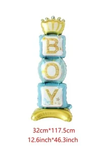 Blue Standing Crown Base Gender Reveal Balloon, 1st Birthday Party Decoration Balloons
