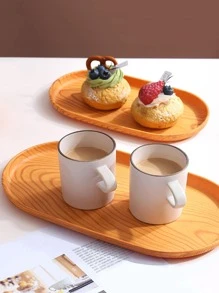 1 件 PP 托盘，现代椭圆形木质图案食物托盘，适用于厨房餐桌圣诞礼物