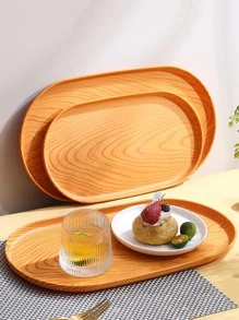 1 件 PP 托盘，现代椭圆形木质图案食物托盘，适用于厨房餐桌圣诞礼物