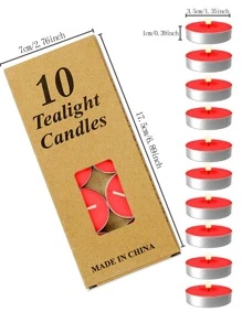 10 件白色无烟长效石蜡茶蜡烛，迷你许愿蜡烛，适用于家庭、节日、婚礼、派对、餐桌、万圣节、游泳池和紧急情况、房间装饰、礼物 - 紅色 - 查看 4