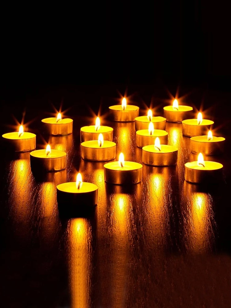 10pcs White Smokeless Long-Lasting Paraffin Tea Light Candles, Mini Wishing Candles, Suitable For Home, Festivals, Weddings, Parties, Dining Table, Halloween, Swimming Pool,  And Emergencies,Room Decor,Gifts Birthday Graduation