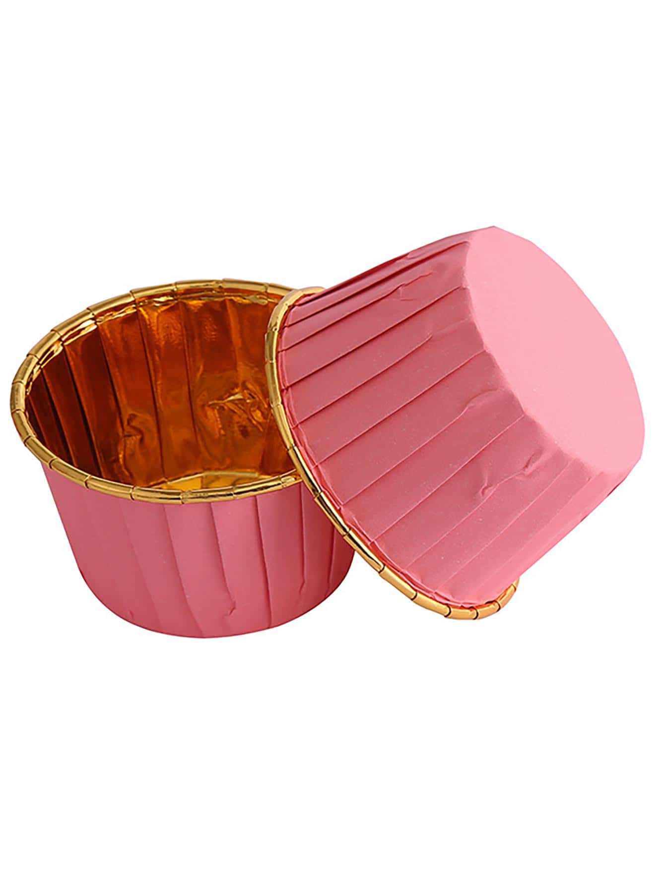 50 Cái/bộ Giấy Lót Bánh Hiện Đại Hai Tông Màu Dùng Một Lần Chịu Nhiệt Giấy Dày Cupcake Bọc - Hồng - Xem 1