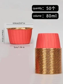 50 Cái/bộ Giấy Lót Bánh Hiện Đại Hai Tông Màu Dùng Một Lần Chịu Nhiệt Giấy Dày Cupcake Bọc - Hồng - Xem 3