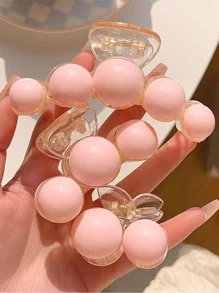 3入組女士珠子裝飾櫻桃造型時尚髮爪適用於日常 - 淺粉色 - 查看 3