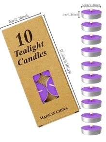 10入組白色無煙持久燃燒石蠟茶蠟燭，迷你祈願燭，適用於家庭、節日、婚禮、派對、餐桌、萬聖節、聖誕節、游泳池和緊急情況 - 紫色 - 查看 4