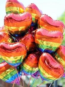 MECRLA 10pcs LGBT Heart Shaped Decorative Balloon, Modern Color Block Plastic Balloon For Party, Holiday - Multicolor - View 4