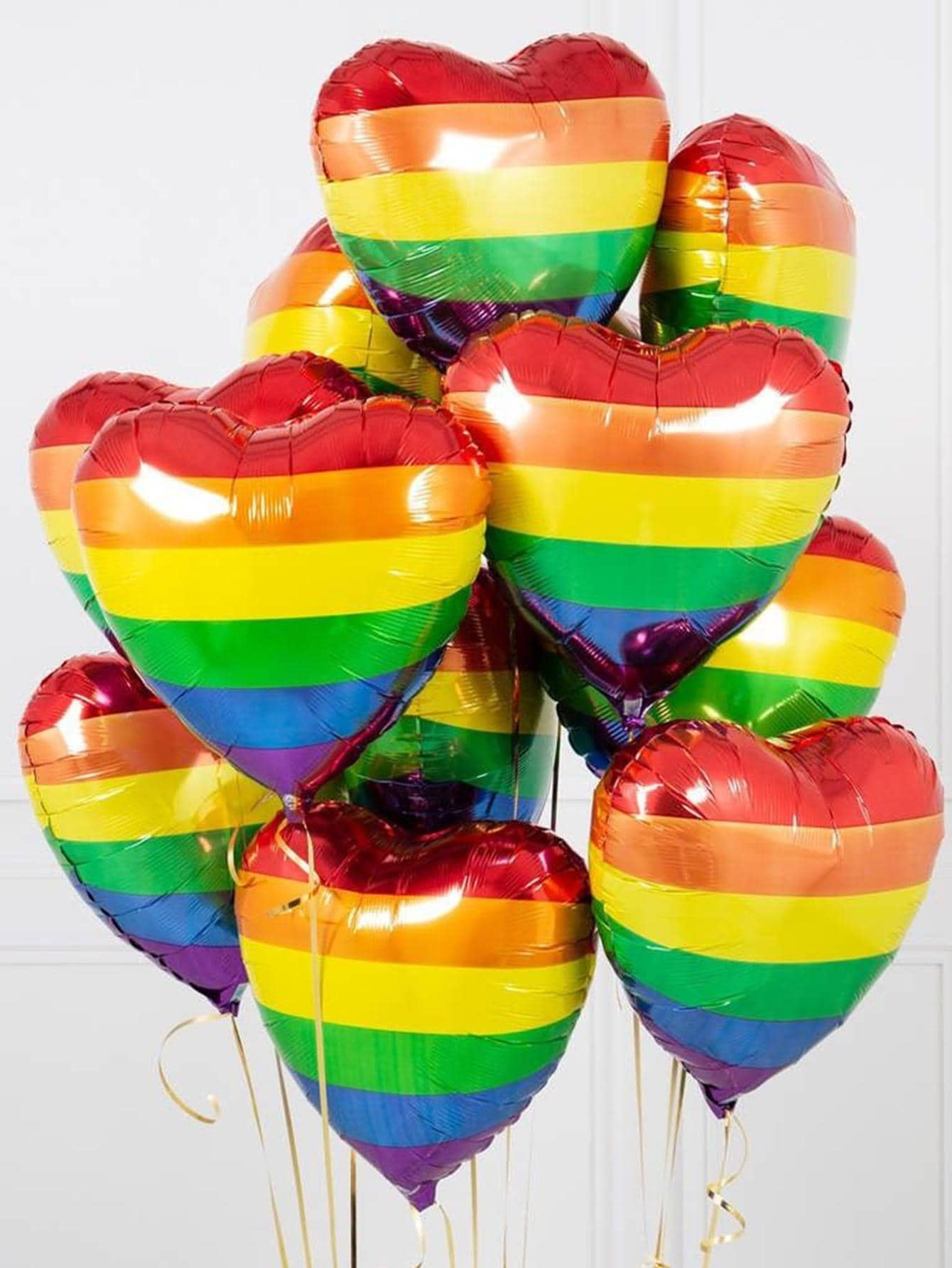 MECRLA 10pcs LGBT Heart Shaped Decorative Balloon, Modern Color Block Plastic Balloon For Party, Holiday - Multicolor - View 1