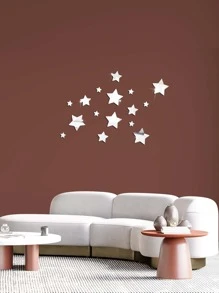 16 miếng dán tường gương hình ngôi sao - Bạc - Xem 4