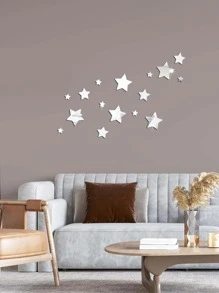 16 miếng dán tường gương hình ngôi sao - Bạc - Xem 5