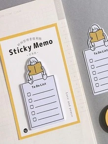30pcs Figure Graphic Sticky Note, Creative Multi-purpose Easy To Post Writable Checklist Sticky Note For School Student, Office - Yellow - View 2