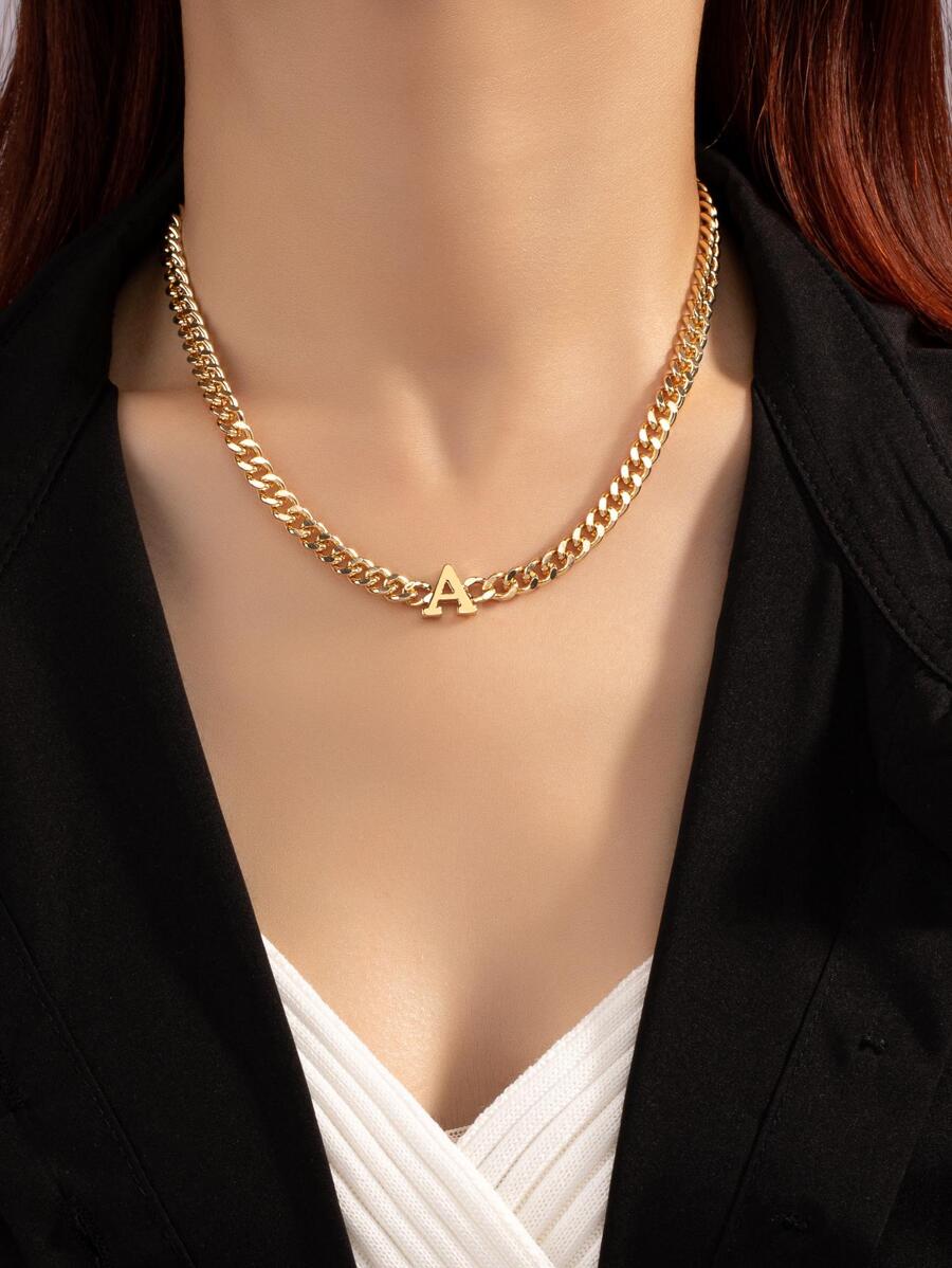 1入組時尚字母吊墜項鍊適合女士日常裝飾